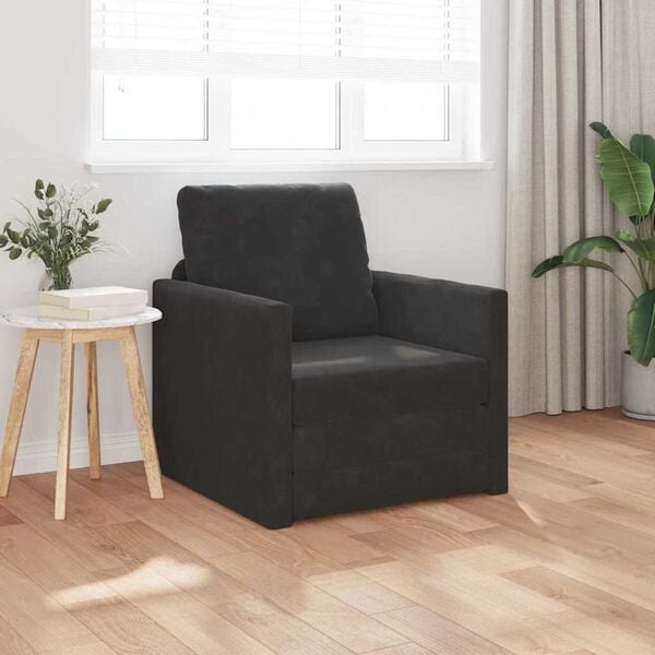 vidaXL Καναπές-κρεβάτι με μαξιλάρι Μαύρο 74 x 77 x 81 εκ. Βελούδο