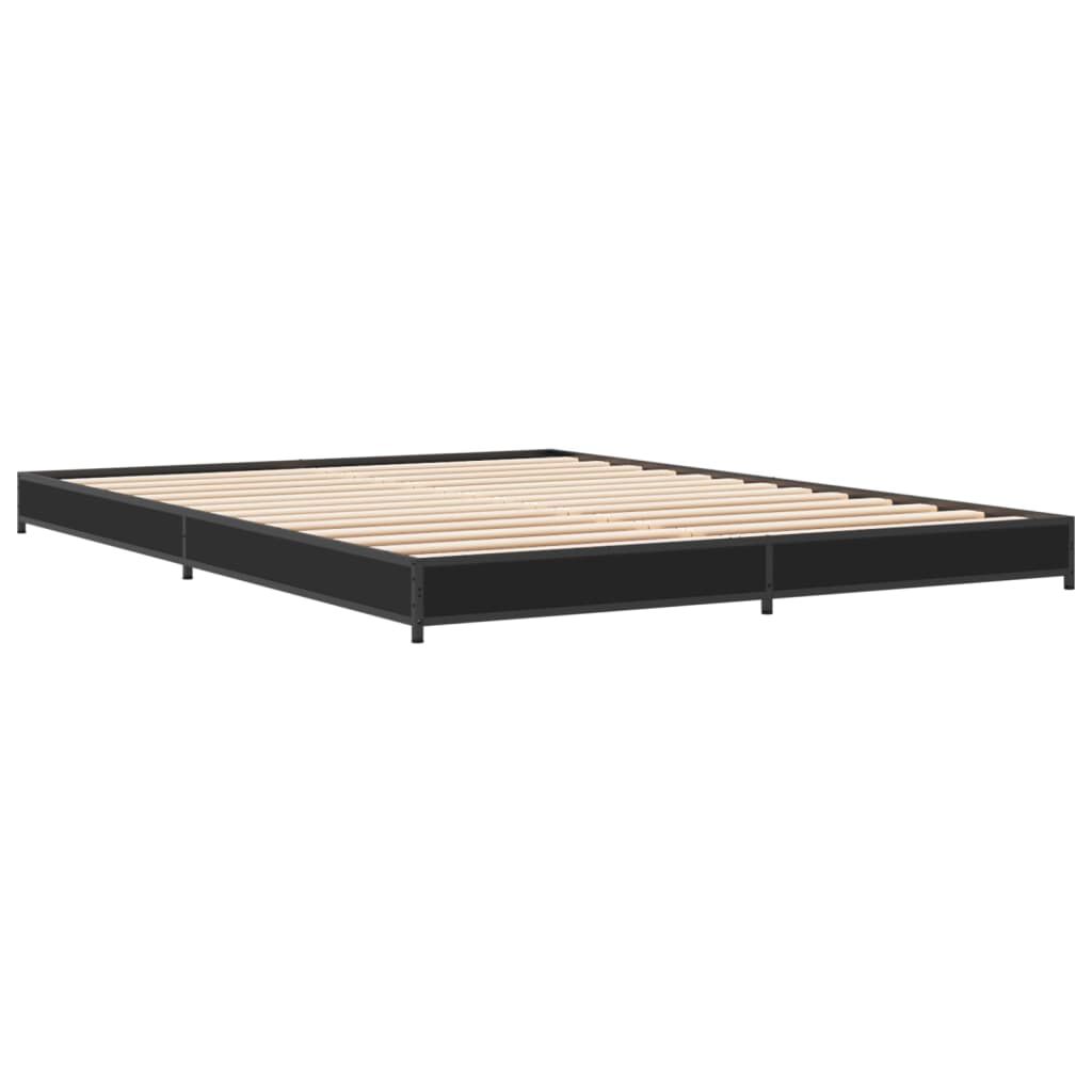 vidaXL Πλαίσιο Κρεβατιού Μαύρο 160x200 εκ. Επεξ. Ξύλο & Μέταλλο