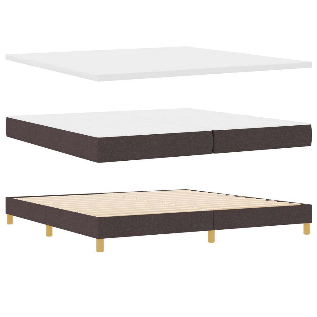 vidaXL Κρεβάτι Box Spring με Στρώμα Σκούρο Καφέ 200x200 εκ. Ύφασμα