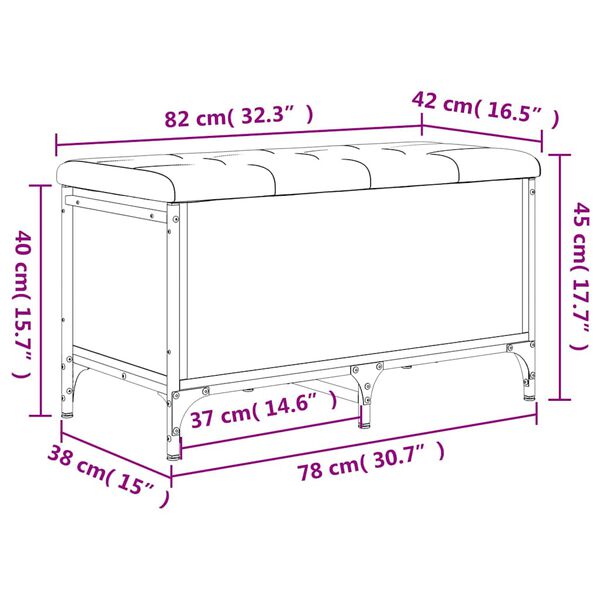 vidaXL Παγκάκι Αποθήκευσης Καπνιστή Δρυς 82x42x45 εκ. από Επεξ. Ξύλο