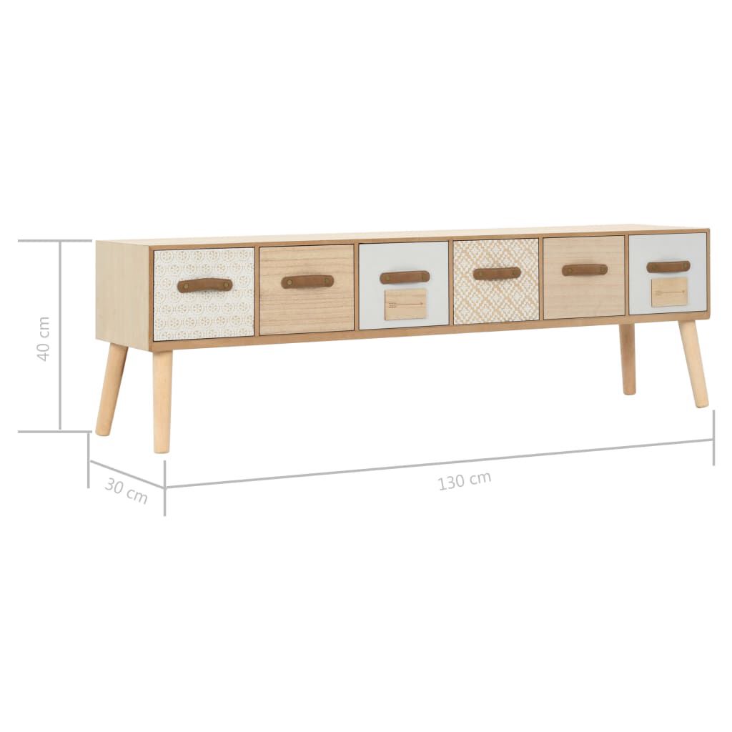 vidaXL Έπιπλο Τηλεόρασης με 6 Συρτάρια 130x30x40 εκ. Μασίφ Ξύλο Πεύκου