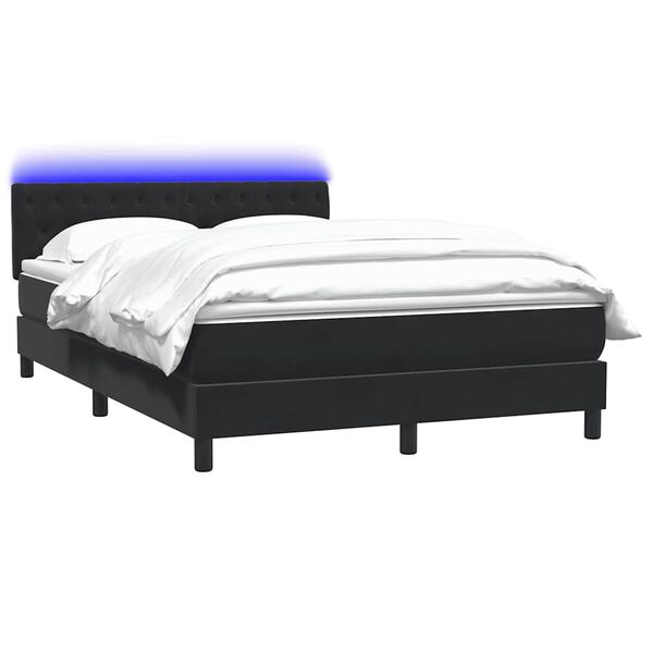 vidaXL &Kappa;&rho;&epsilon;&beta;ά&tau;&iota; Boxspring &mu;&epsilon; &Sigma;&tau;&rho;ώ&mu;&alpha; & LED &Mu;&alpha;ύ&rho;&omicron; 140x220 cm &Beta;&epsilon;&lambda;&omicron;ύ&delta;&iota;&nu;&omicron;