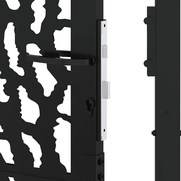vidaXL Πύλη κήπου Μαύρη 105x155 cm Ατσάλινη σχεδίαση ίχνους