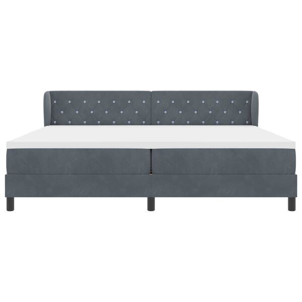 vidaXL Κρεβάτι Box Spring με Στρώμα Σκούρο Γκρι 200x200 cm Βελούδο
