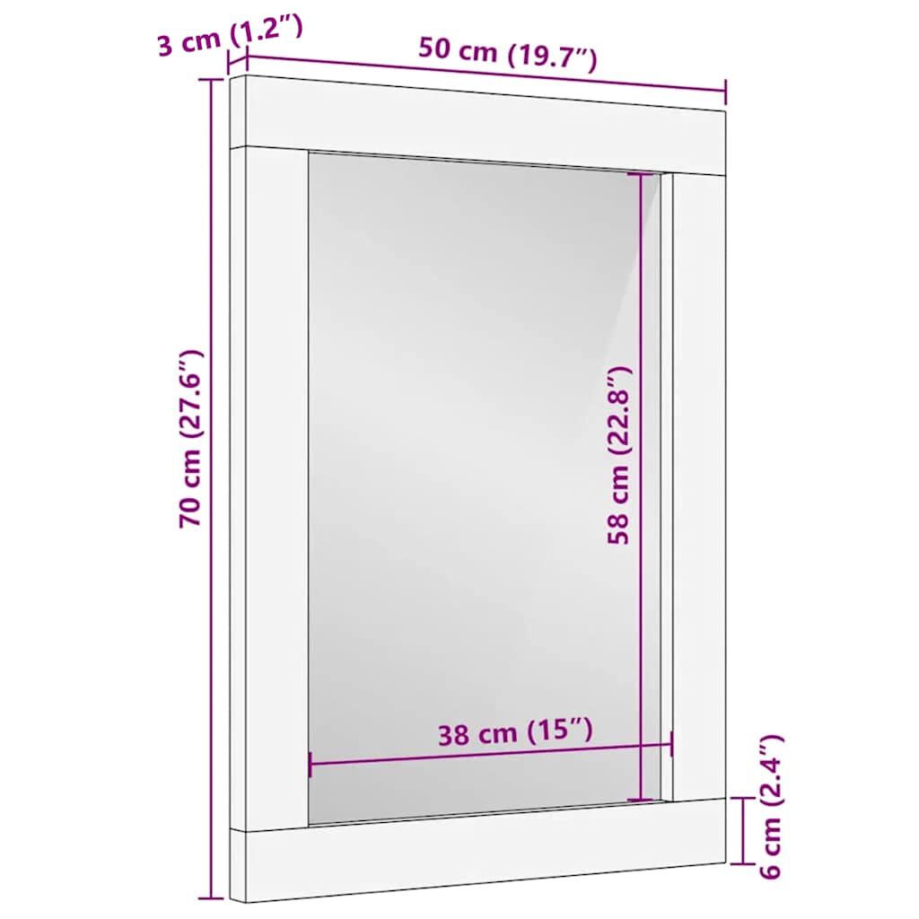vidaXL Καθρέφτης μπάνιου 50x3x70 cm από μασίφ ξύλο Mango