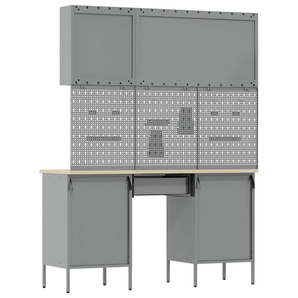 vidaXL Ντουλάπα Εργασίας με συρτάρι 8 pcs Μαύρο 150 x 55 x 200 εκ