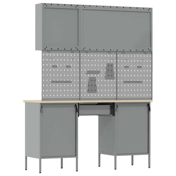 vidaXL Ντουλάπα Εργασίας με συρτάρι 8 pcs Μαύρο 150 x 55 x 200 εκ