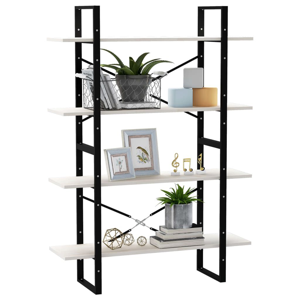 vidaXL Βιβλιοθήκη με 4 Ράφια Λευκή 100x30x140 εκ από Μασίφ Ξύλο Πεύκου