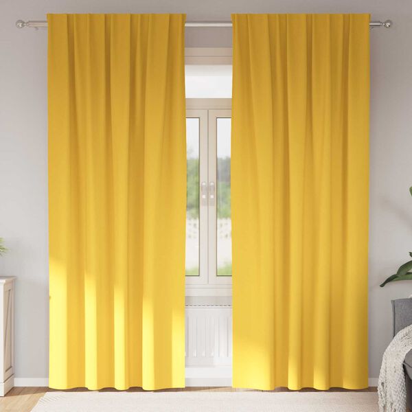 vidaXL Κουρτίνες 2 pcs κίτρινο μουσταρδί 260 x 140 εκ. Πολυεστέρας