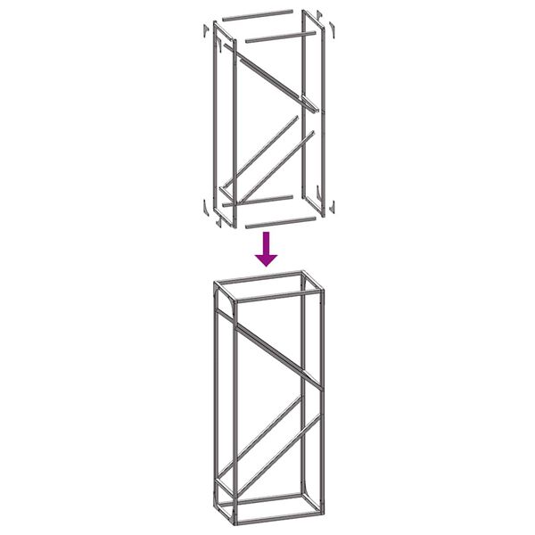vidaXL Ράφι για καυσόξυλα Μαύρο 40x25x100 εκ. Ατσάλι ψυχρής έλασης