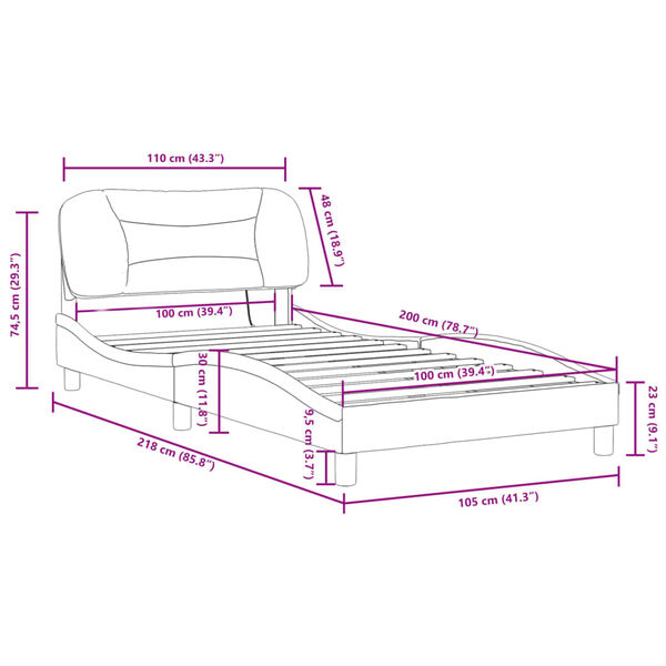 vidaXL Πλαίσιο Κρεβατιού με LED Καφέ 100x200 εκ. Συνθετικό Δέρμα