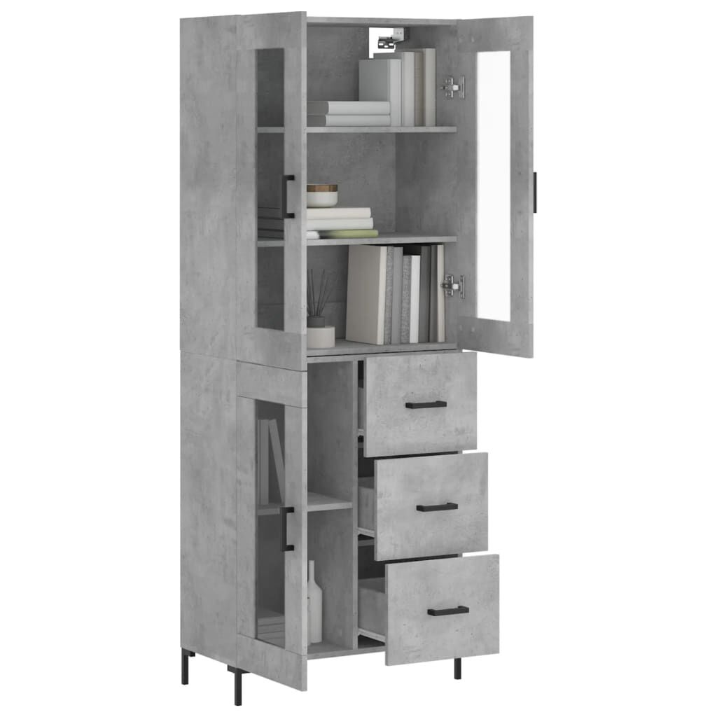 vidaXL Ντουλάπι Γκρι Σκυροδέματος 69,5x34x180 εκ. Επεξεργασμένο Ξύλο