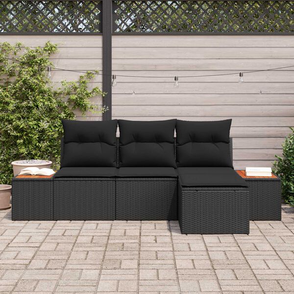 vidaXL με μαξιλάρι Ρυθμιζόμενος 4 pcs Μαύρο 239 x 117 x 37 εκ