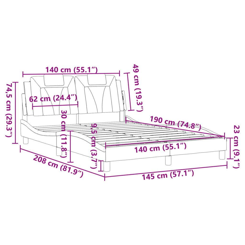 vidaXL Πλαίσιο Κρεβατιού με Κεφαλάρι Καφέ 140x190 εκ. Συνθετικό Δέρμα