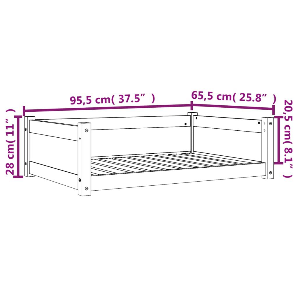 vidaXL Κρεβάτι Σκύλου Καφέ Κεριού 95,5x65,5x28 εκ. Μασίφ Ξύλο Πεύκου