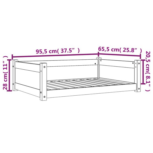 vidaXL Κρεβάτι Σκύλου Καφέ Κεριού 95,5x65,5x28 εκ. Μασίφ Ξύλο Πεύκου