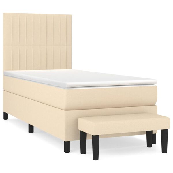 vidaXL Κρεβάτι Boxspring με Στρώμα Κρεμ 80 x 200 εκ. Υφασμάτινο