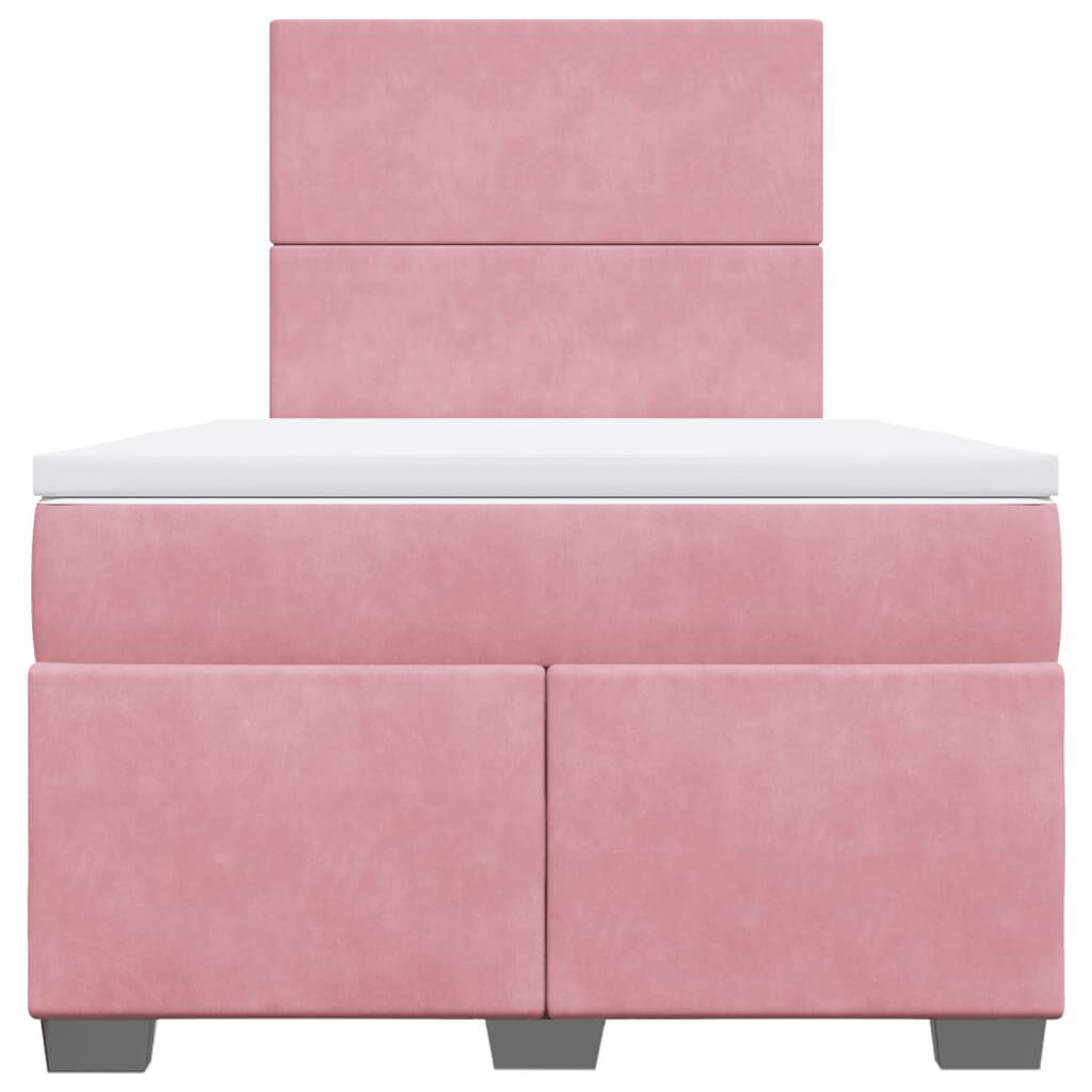 vidaXL Κρεβάτι Boxspring με Στρώμα Ροζ 120x200 εκ. Βελούδινο