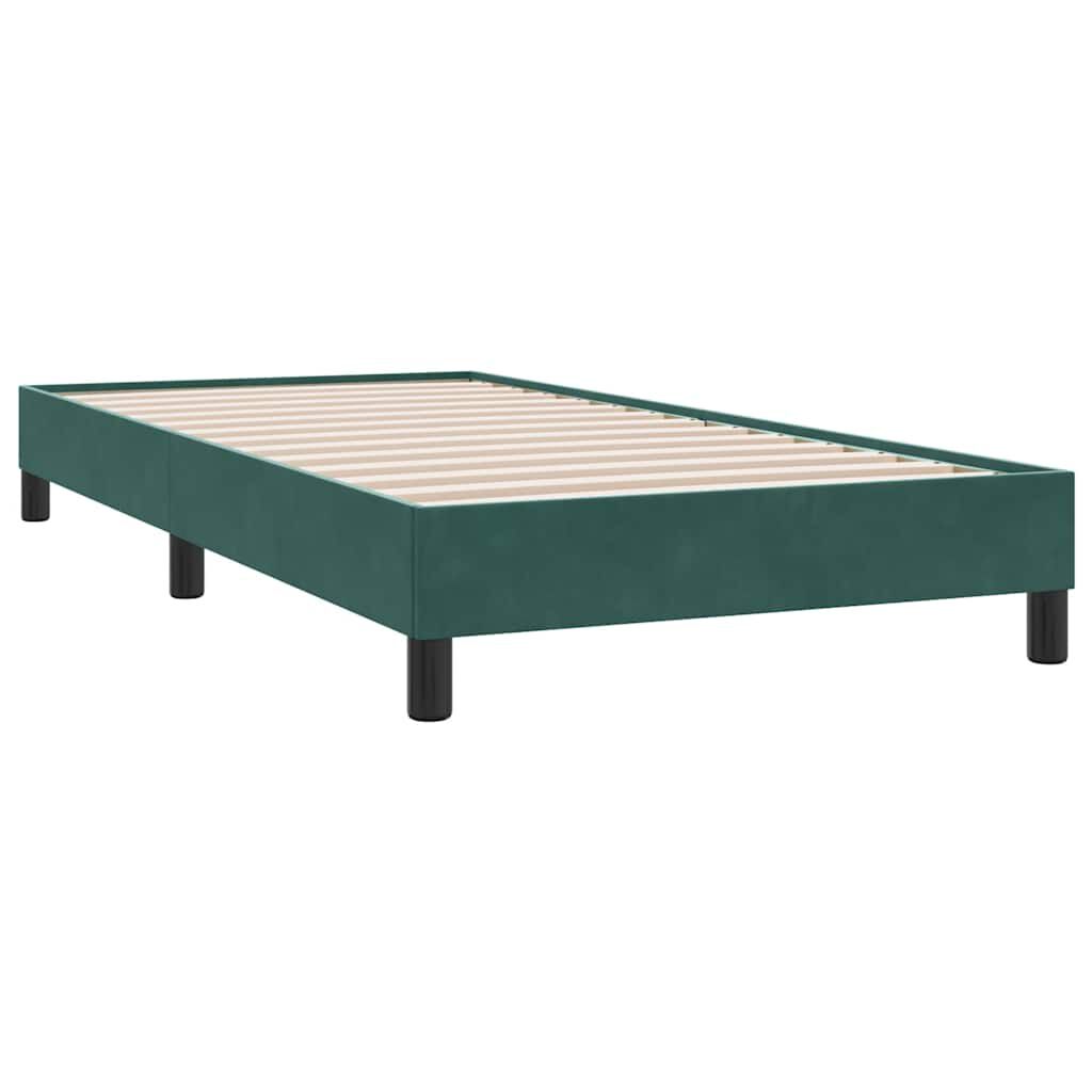 vidaXL Box Spring κρεβάτι με στρώμα σκούρο πράσινο 90x210εκ. Βελούδινο