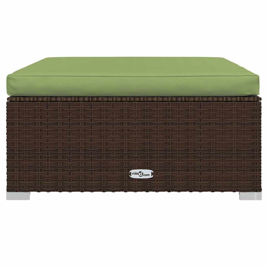 vidaXL Υποπόδιο Κήπου Καφέ 70x70x30 εκ. Συνθετικό Ρατάν με Μαξιλάρι