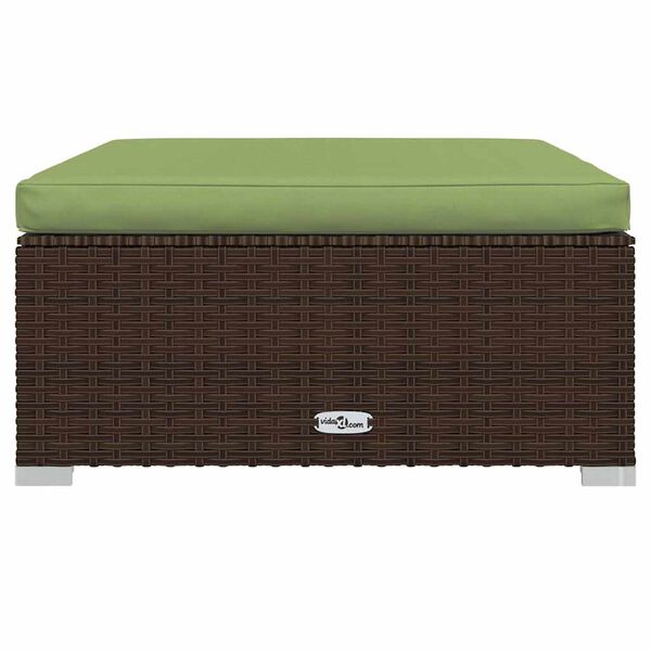 vidaXL Υποπόδιο Κήπου Καφέ 70x70x30 εκ. Συνθετικό Ρατάν με Μαξιλάρι