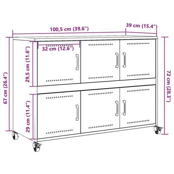 vidaXL Ντουλάπι Μαύρο 100,5x39x72 εκ. από Χάλυβα