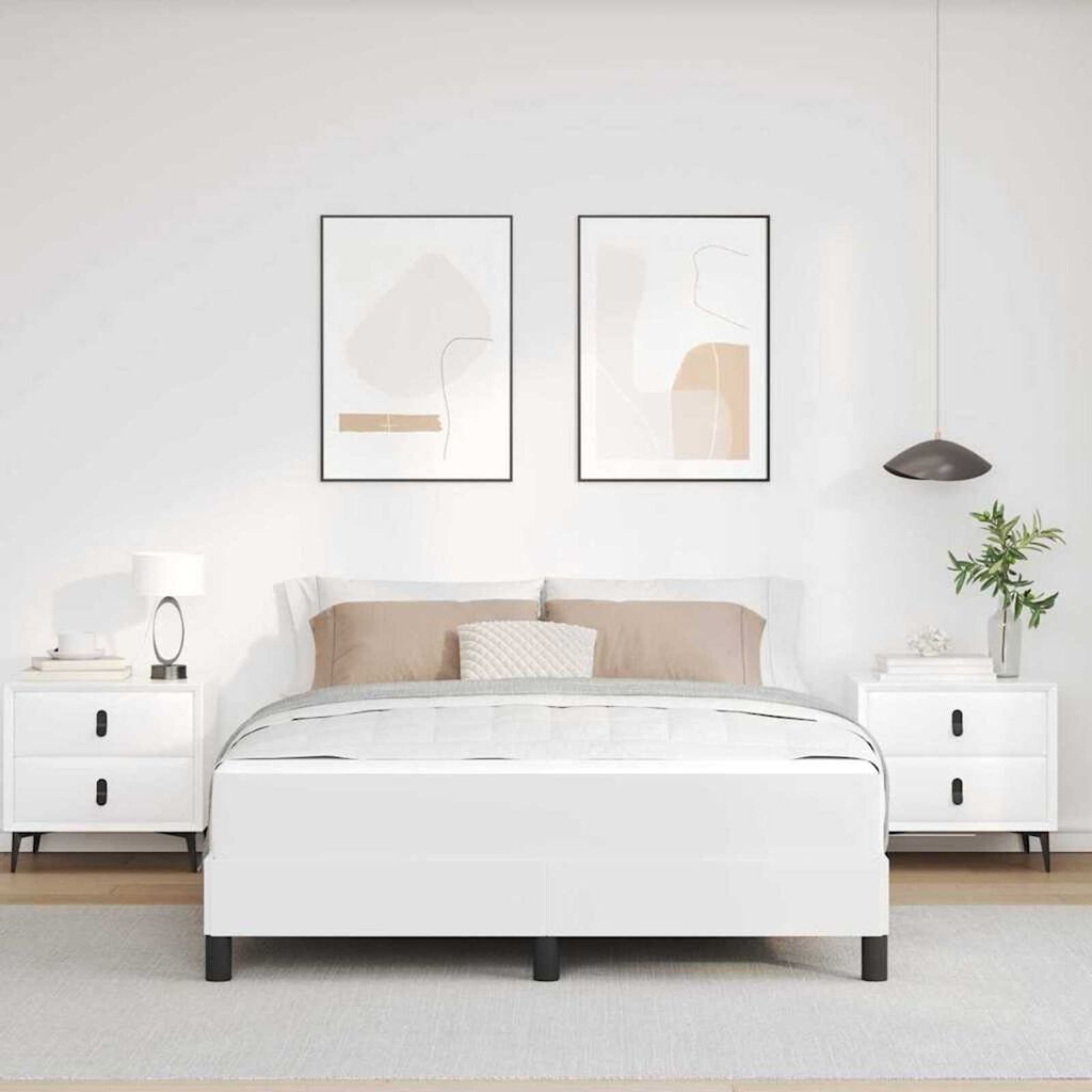 vidaXL Κρεβάτι με στρώμα Καθαρό Λευκό 160 x 200 cm Τεχνητό δέρμα