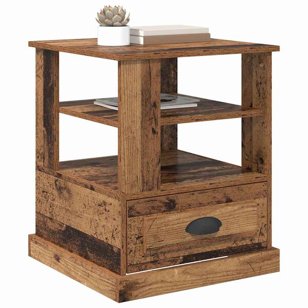 vidaXL Κομοδίνο με ράφι Παλαιό ξύλο 50 x 50 x 60 cm Επεξεργασμένο ξύλο