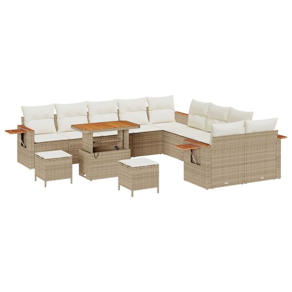 vidaXL Σετ Καναπέ Κήπου 13 pcs μπεζ και κρεμ 90 x 55 x 71 cm