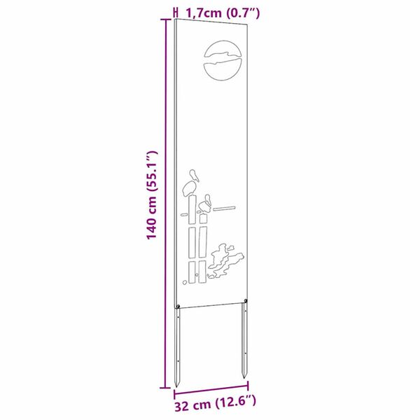 vidaXL Διακοσμητική Πλάκα Κήπου Άλλο Σκ rusty 32 x 140 εκ