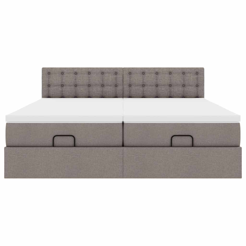 vidaXL Οθωμανικό κρεβάτι με στρώματα Taupe 200x200cm ύφασμα