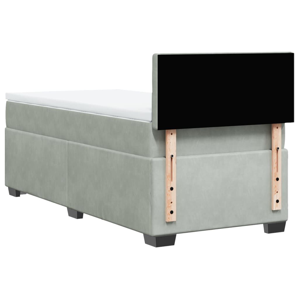 vidaXL Κρεβάτι Boxspring με Στρώμα Ανοιχτό Γκρι 80x200 εκ. Βελούδινο