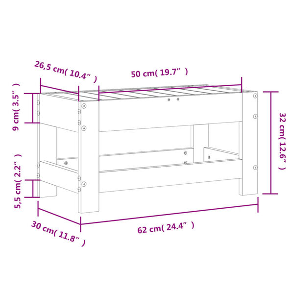 vidaXL Υποπόδιο Κήπου 62 x 30 x 32 εκ. από Μασίφ Ξύλο Ψευδοτσούγκας