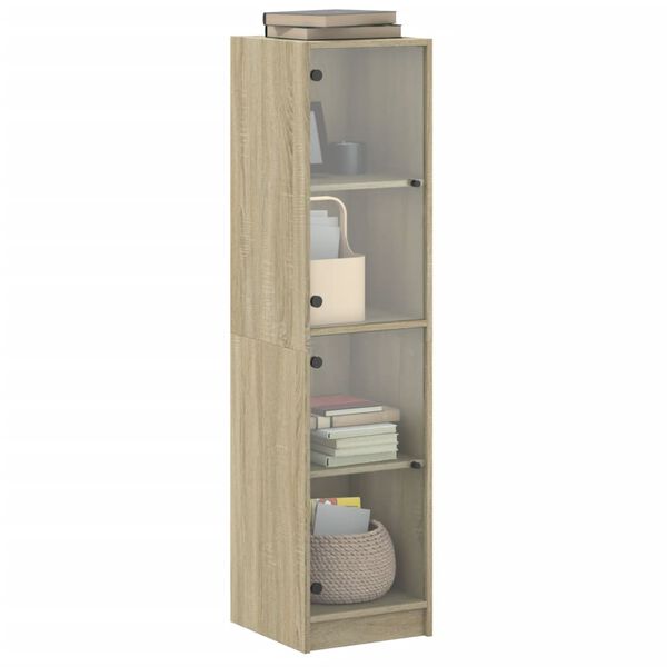 vidaXL Ντουλάπι Sonoma Δρυς 35 x 37 x 142 εκ. με Γυάλινες Πόρτες