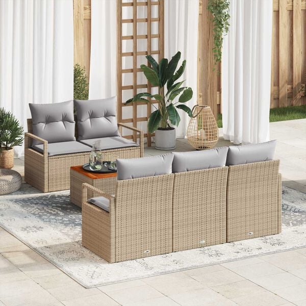 vidaXL Σετ Καναπέ Κήπου 6 pcs μπεζ και ανοιχτό γκρι
