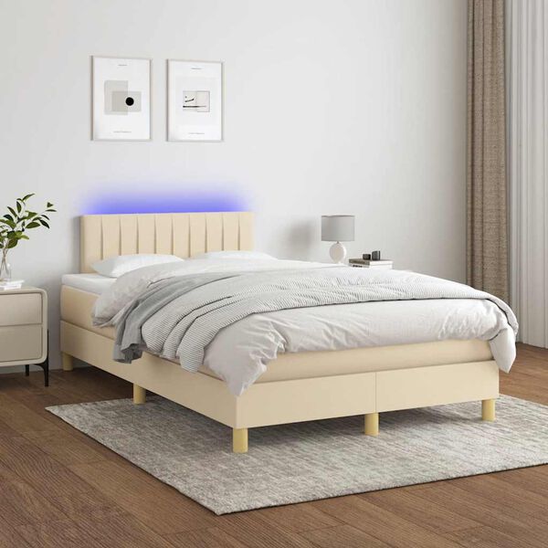 vidaXL &Kappa;&rho;&epsilon;&beta;ά&tau;&iota; Boxspring &mu;&epsilon; &Sigma;&tau;&rho;ώ&mu;&alpha; & LED &Kappa;&rho;&epsilon;&mu; 120x190 &epsilon;&kappa;. &Upsilon;&phi;&alpha;&sigma;&mu;ά&tau;&iota;&nu;&omicron;