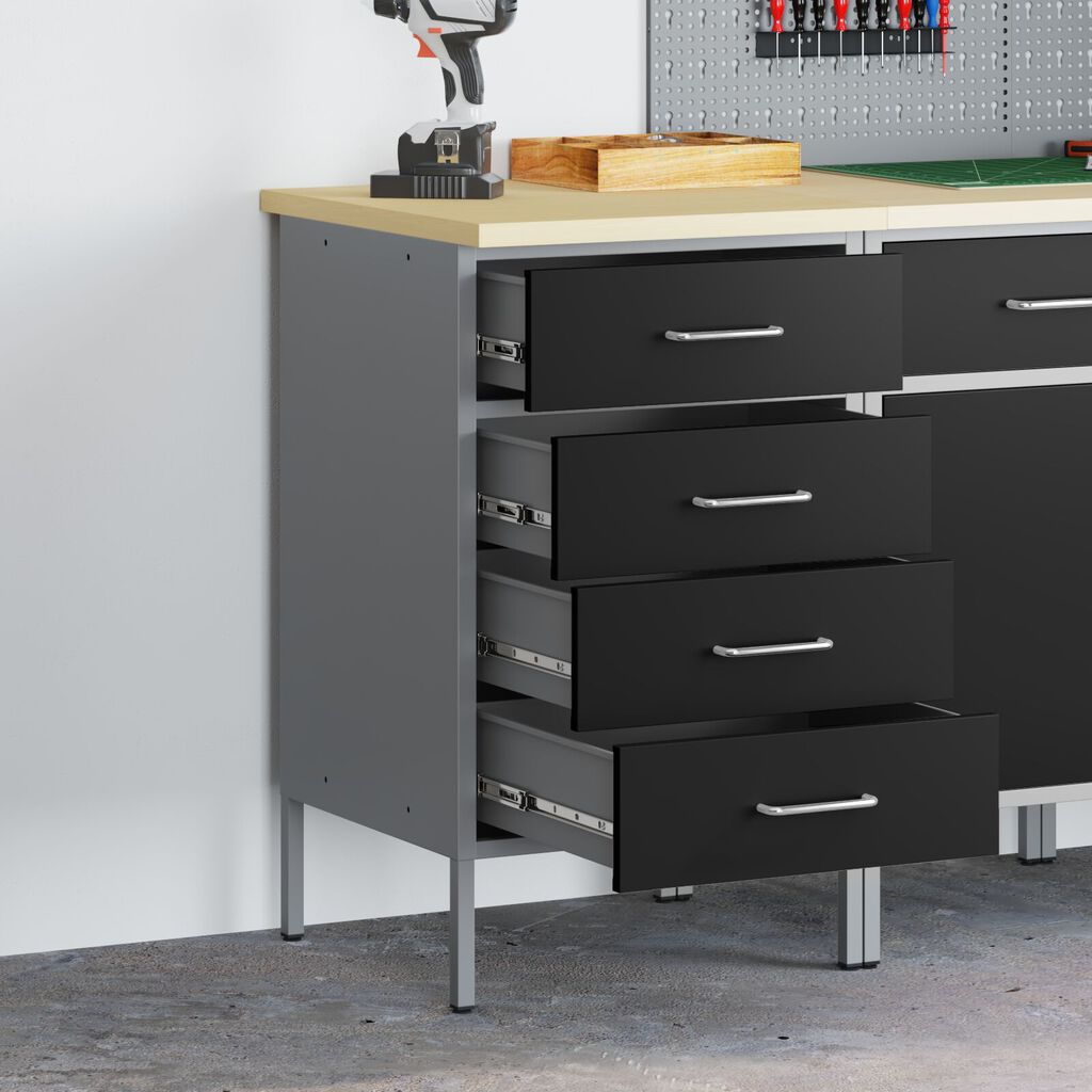 vidaXL Ντουλάπα Εργασίας Μαύρη 50x55x85 εκ. Χάλυβας