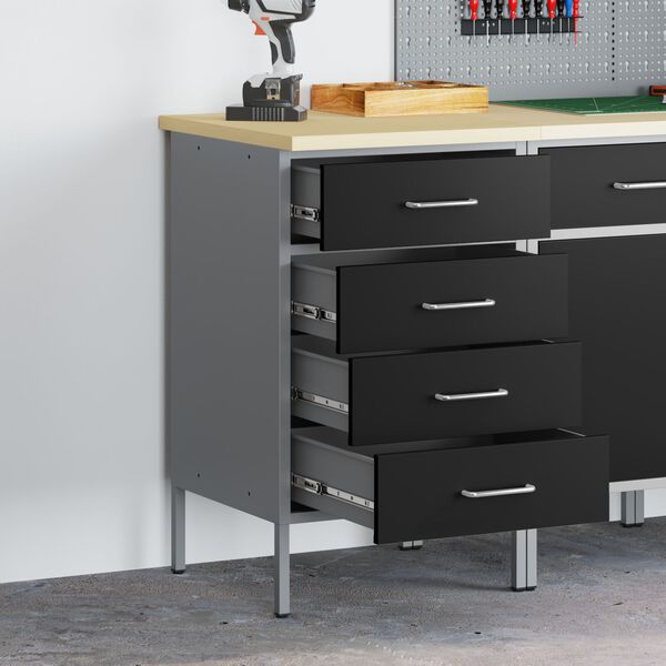 vidaXL Ντουλάπα Εργασίας Μαύρη 50x55x85 εκ. Χάλυβας