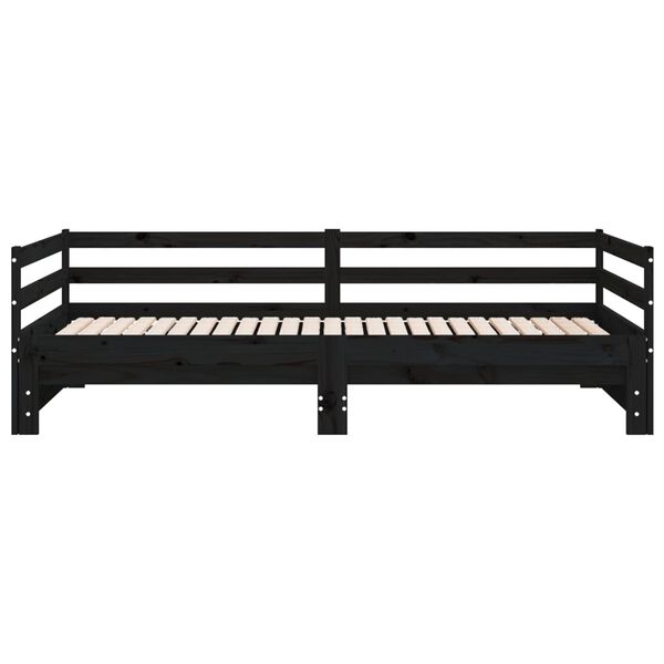 vidaXL Καναπές Κρεβάτι Μαύρος 2 x (90 x 200) εκ. από Μασίφ Ξύλο Πεύκου