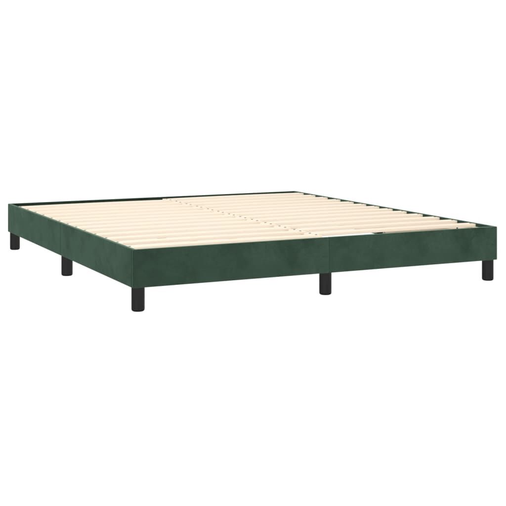 vidaXL Κρεβάτι Boxspring με Στρώμα Σκούρο Πράσινο 180x200εκ. Βελούδινο