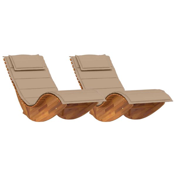 vidaXL Ξαπλώστρα 2 pcs Καφέ 60 x 154 x 74εκ Μασίφ ξύλο ακακίας