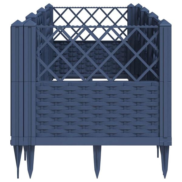 vidaXL Ζαρντινιέρα με Πασσάλους Μπλε Γκρι 123,5x43,5x43,5εκ. Πολυπροπυλένιο