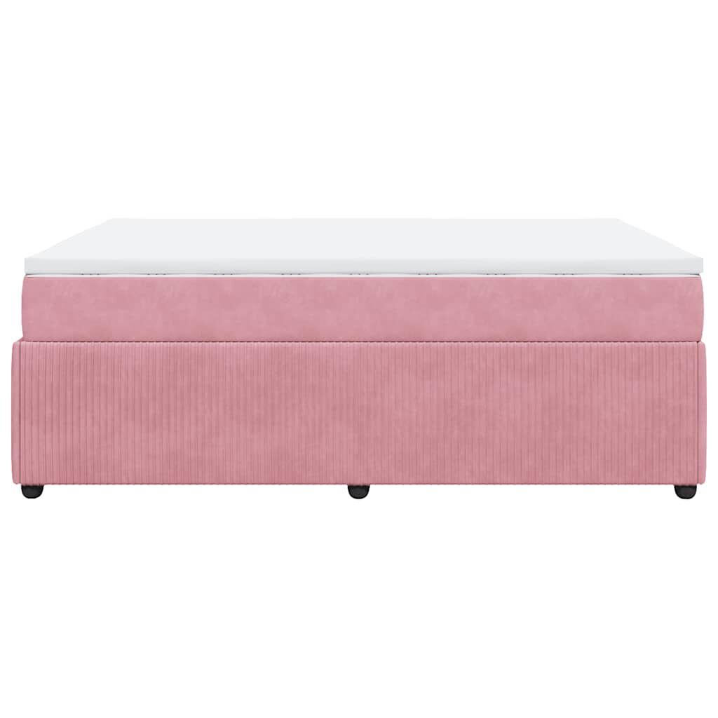 vidaXL Κρεβάτι Boxspring με Στρώμα Ροζ 140x200 εκ. Βελούδινο