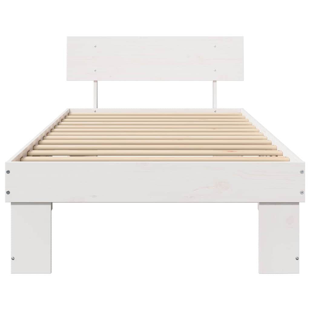 vidaXL Σκελετός Κρεβατιού Λευκό 90 x 200 cm Μασίφ ξύλο πεύκου