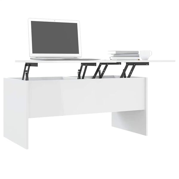 vidaXL Τραπεζάκι Σαλονιού Γυαλ. Λευκό 102x50,5x46,5 εκ. Επεξεργ. Ξύλο