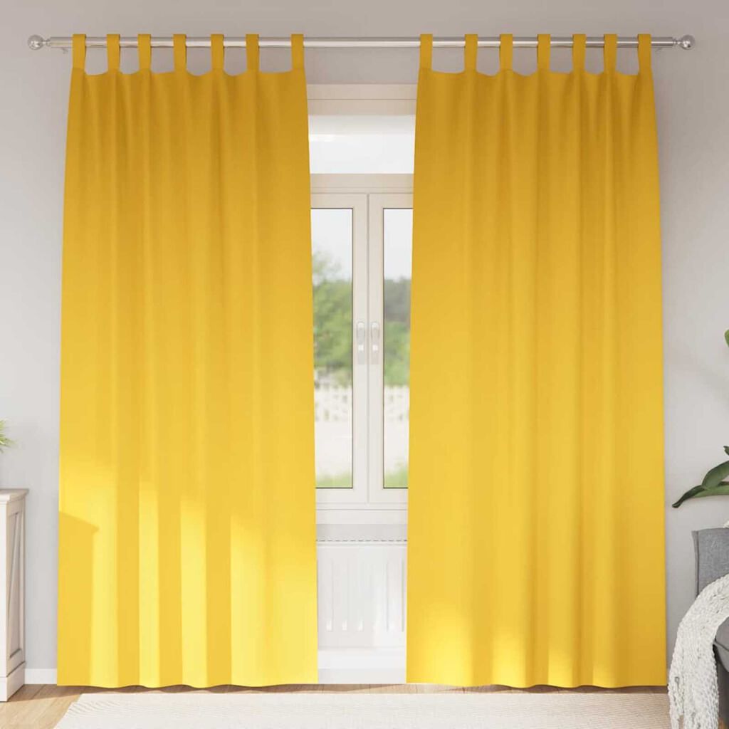 vidaXL Κουρτίνες με κουρτίνες 2 pcs κίτρινο μουσταρδί Πολυεστέρας