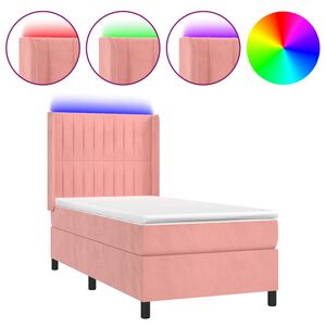 vidaXL &Kappa;&rho;&epsilon;&beta;ά&tau;&iota; Boxspring &mu;&epsilon; &Sigma;&tau;&rho;ώ&mu;&alpha; & LED &Rho;&omicron;&zeta; 90x200 &epsilon;&kappa;. &Beta;&epsilon;&lambda;&omicron;ύ&delta;&iota;&nu;&omicron;