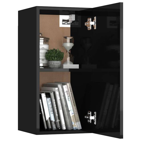 vidaXL Έπιπλο Τηλεόρασης Γυαλιστερό Μαύρο 30,5x30x60εκ. από Επεξ. Ξύλο