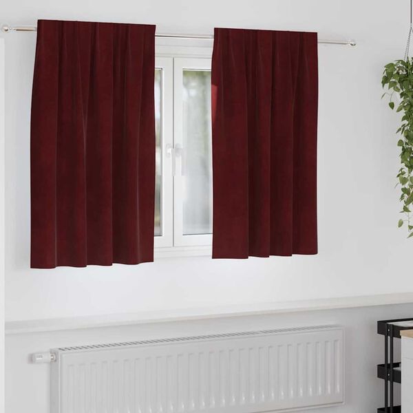 vidaXL Κουρτίνες με κουρτίνες 2 pcs Μπορντό 140 x 140 cm Βελούδο