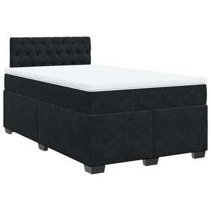 vidaXL Κρεβάτι Boxspring με Στρώμα Μαύρο 120x190 εκ. Βελούδινο